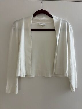 Calvin Klein White Open-Front Knit Cardigan